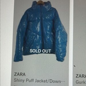 Zara new Glossy oversized Blue Puffer Jacket